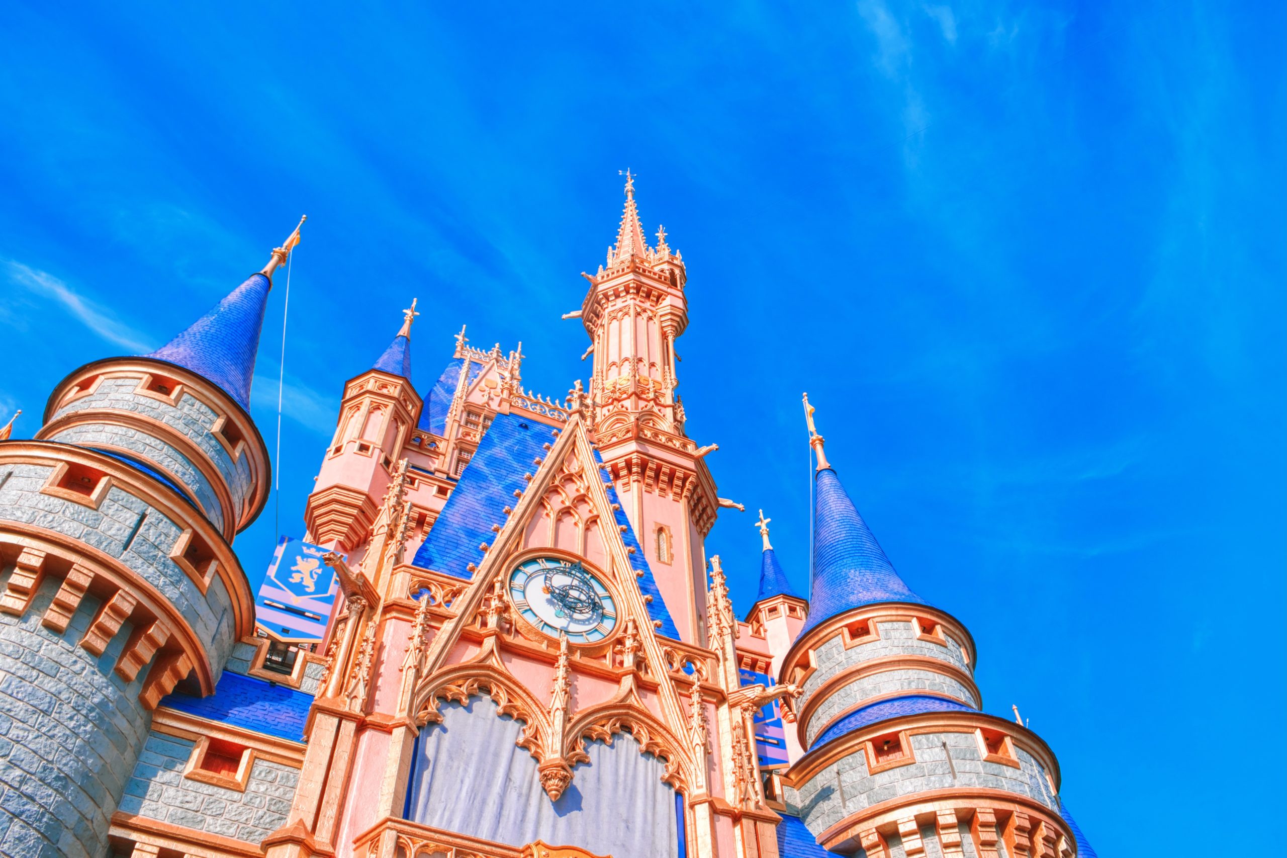 Looking up at the Disney Castle in Orlando Florida