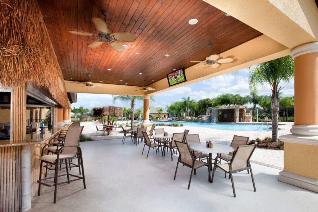 Paradise Palms resort tiki bar and pool