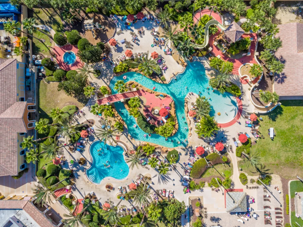 Regal Palms Resort pool from a drone above